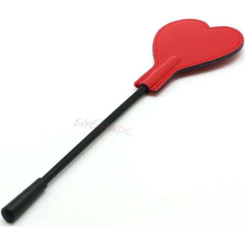 Smspade 40cm PU leather spanking horse riding crop whip,paddle, bondage sex flirting heart-shape long spanker whip for couples