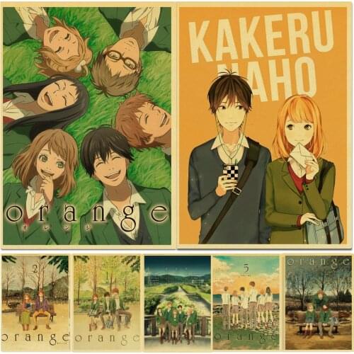 Vintage Japanese Anime Orange Retro Posters Wall Stickers Kraft Paper Prints Home Room Bar Decor Painting