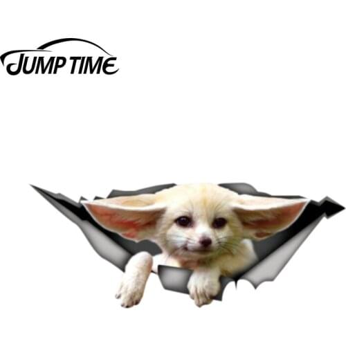 Jump Time 13cm x 5.2cm Fennec fox car sticker 3D Pet Graphic Vinyl Decal Car Window Bumper Car Stickers