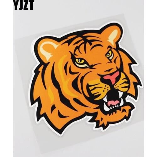 YJZT 13.8CMX13.2CM Interesting Fierce Decal Tiger Animal Car Sticker 13B-0099