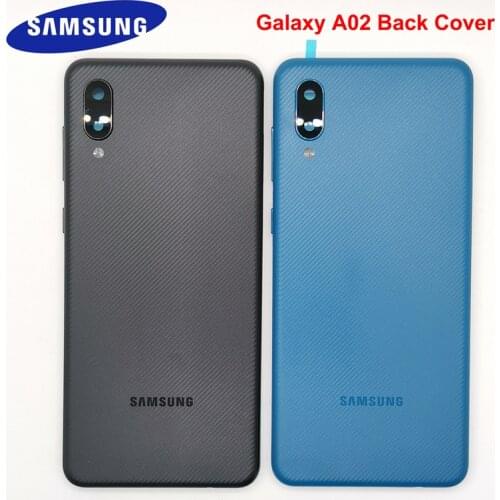 A02 for Samsung Galaxy A02 Back Cover Battery Case Door Rear Housing Cover Replacement With Side Button and Camera Lens +Sticker