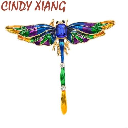 CINDY XIANG Colorful Crystal Dragonfly Brooches For Women Enamel Fashion Insect Pin Autumn Design Coat Accessories High Quality