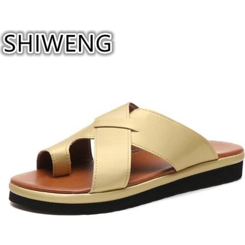 Womens shoes new fashion chunky slippers soft soles comfortable non-slip flat slippers shoes of large size