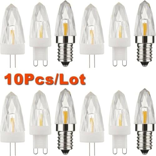 10Pcs E12 E14 G4 G9 Dimmable LED Pendant Light Bulb 4W COB Glass Crystal Chandelier Bulbs Replace Halogen Lamp K9 AC 220V 110V