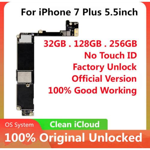 Free iCloud For iphone 7 Motherboard Original Unlocked Mainboard for IPhone 7 Main Logic board 32GB / 128GB / 256GB Full Chips