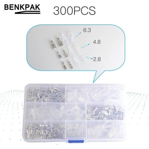 300Pcs 2.8/4.8/6.3mm Insulated Electrical Wire Terminal Crimp Spade Electrical Connectors Assorted Set Cold Press Terminal