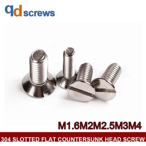 304 M1.6M2M2.5M3M4 Slotted Flat countersunk head screw GB68 DIN963 ISO 2009 JIS B 1101.3