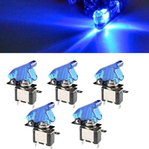 5 X 12V 20A Blue green red white yellow Cover LED Light Rocker Toggle Switch SPST ON/OFF Car Truck