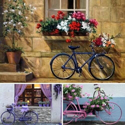 DIY 5D Diamond Painting Landscape Flower Bicycle Cross Stitch Kit Full Drill Embroidery Mosaic Picture of Rhinestones Home Decor