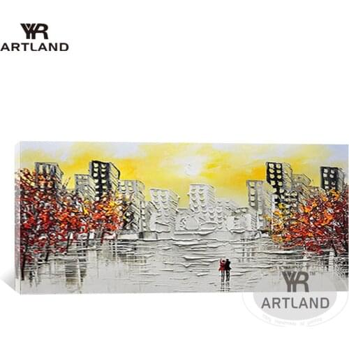 Nordic style city building Hand-painted oil painting on canvas wall hanging picture home decorative for living room bedroom