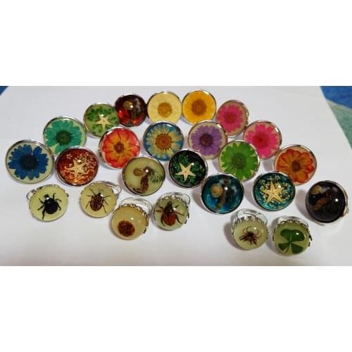 YQTDMY 25 pcs mixed fashion sun flower starfish insect charming ring