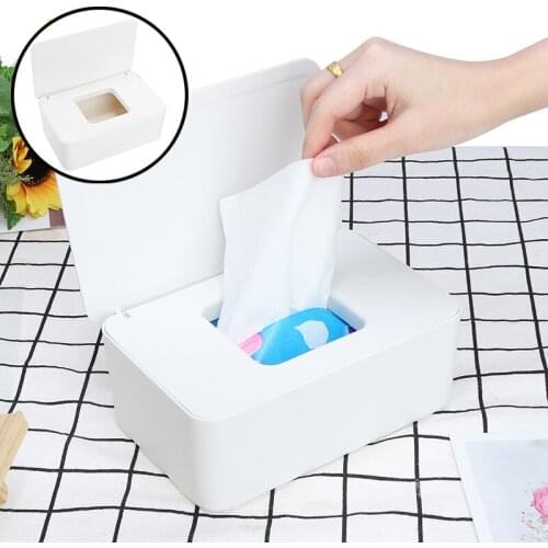 Wet Tissue Box Desktop Seal Wipes Paper Storage Box Household Plastic Dust-proof With Lid Wet Wipes Dispenser White Tissue Box