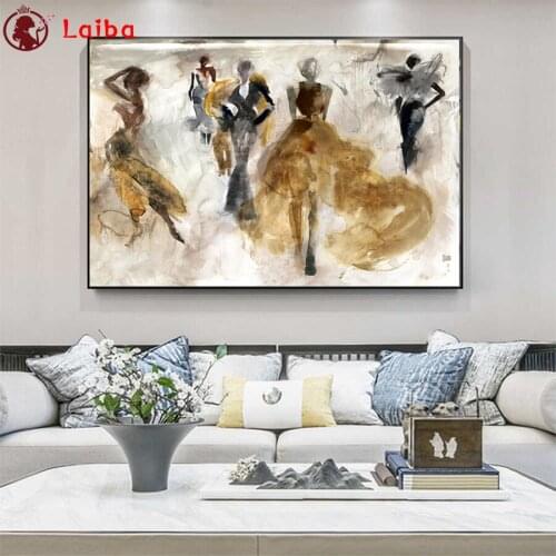 Diamond Mosaic round Abstract art dancing woman drill Cross Stitch Diamond Embroidery Rhinestone Art Painting Full Square Decor