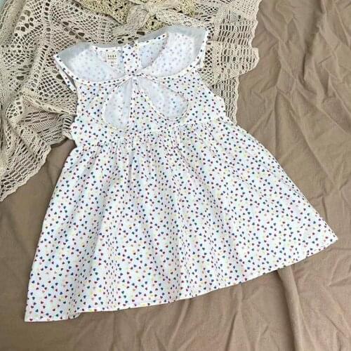 Summer Baby Girls Small Love Printing Bow Princess Dress