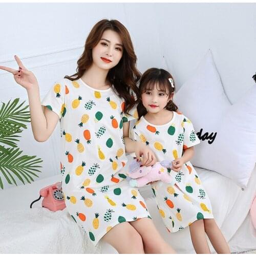 Summer Childrens Nightdress Girls Cotton Nightgown Pajamas Kids Short sleeved Nightdress Girls Princess Dress Kids Sleepwear