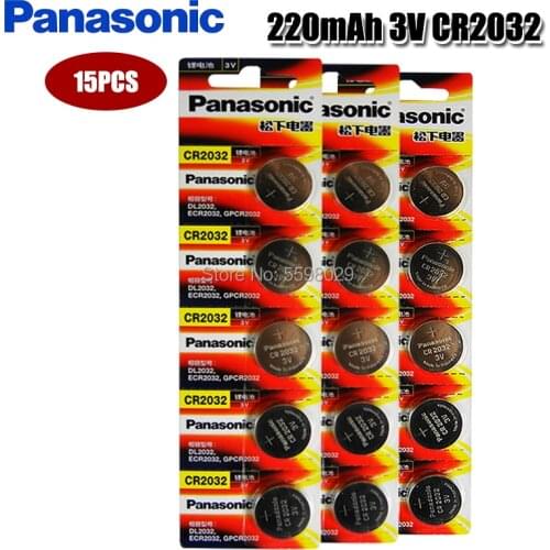Original PANASONIC 15pcs cr2032 DL2032 ECR2032 5004LC KCR2032 BR2032 3v button battery coin lithium battery for watch toys