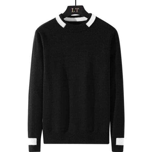 MANTLCONX 2021 New O-neck Sweater Men Autumn Winter Fashion Patchwork Pullover Men Long Sleeve Shirt Mens Sweaters Male Clothing