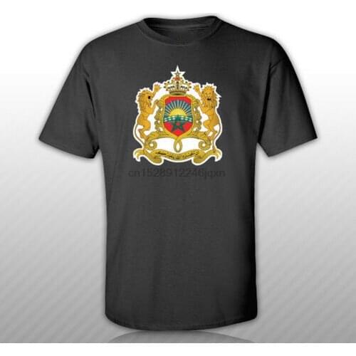 Moroccan Coat Of Arms T-Shirt Tee Shirt Free Sticker Morocco Flag MAR MA Cotton Tee Shirt Custom Graphic