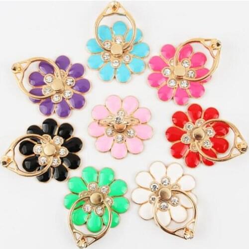 360 Degree Camellia Flower Finger Ring Smartphone Metal Stand Holder Phone Holder Stand For iPhone Xiaomi Huawei All Phone