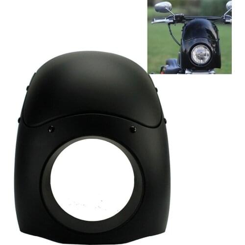 Motorcycle Matte Black Outlaw 5-3/4" Headlight Fairing Windshield 35-49MM Fork Tubes For Harley Sportster XL Dyna Street Glide