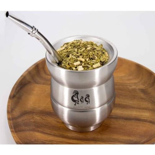 Yerba Mate Gourds Stainless Steel Calabash Cups Kits Double Wall Heat Insulation Mug With Straw And Cleaning Brush