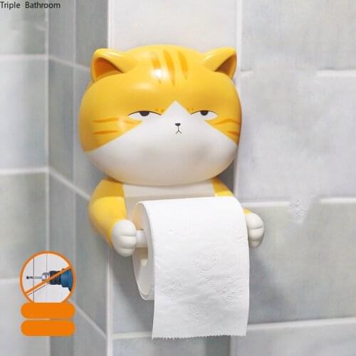 Wall Mounted Cute Cat Toilet Paper Towel Dispenser Resin Paper Roll Holder for Bathroom Accessories Paper Holder Storage Rack
