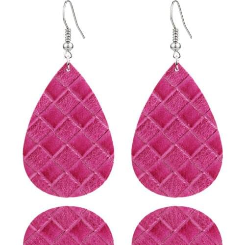 New Classic PU Leather Teardrop Tree Leaf Shape Earrings Big Statement Summer Drop Earrings for Women Light Weight Jewelry