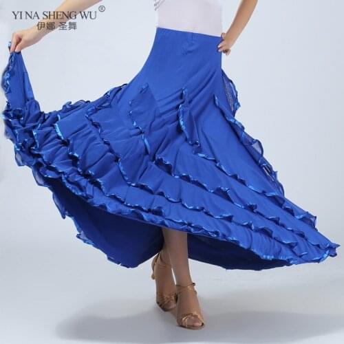 New Belly Dance Costume Practice Performance Skirt Ballroom Dance Big Swing Skirt For Women/Spain Waltz Tango Dancing Long Skirt