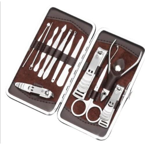 12pcs Manicure Set Pedicure Scissor Tweezer Ear pick Utility Nail Clipper Kit,Stainless Steel Nail Care Tool 100sets