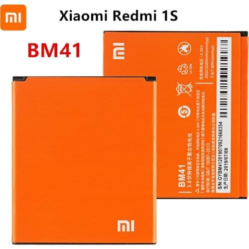 Xiao mi 100% Orginal BM41 2050mAh Battery For Xiaomi Redmi 1S Hongmi 1S BM41 High Quality Phone Replacement Batteries