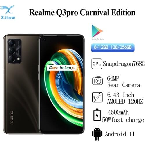 Original Realme Q3 Pro 5G Carniva Edition Snapdrgon 768G Mobile Phone 128GB 6.43"AMOLED 120Hz 30W Fast Charge 64MP OTA