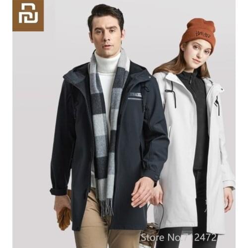 Youpin Autumn winter men woman slim long trench coat wild jacket Business Overcoat Hood Long trench coat Warm soft Streetwear