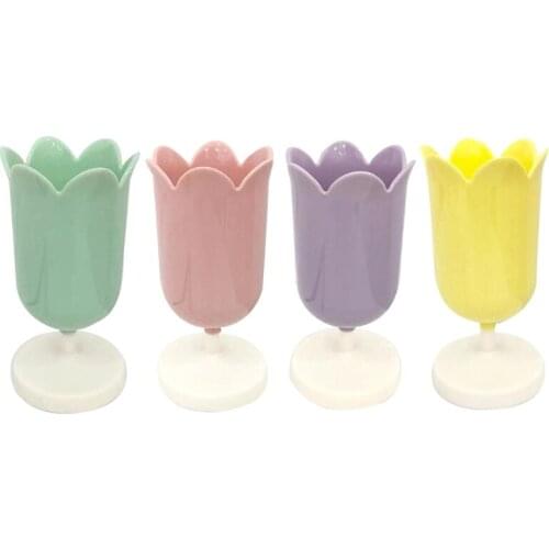 Plastic Storage Box Cosmetic Brush Pen Holder Desktop Sundries Container Petal Shaped Makeup Organizer for Home Office