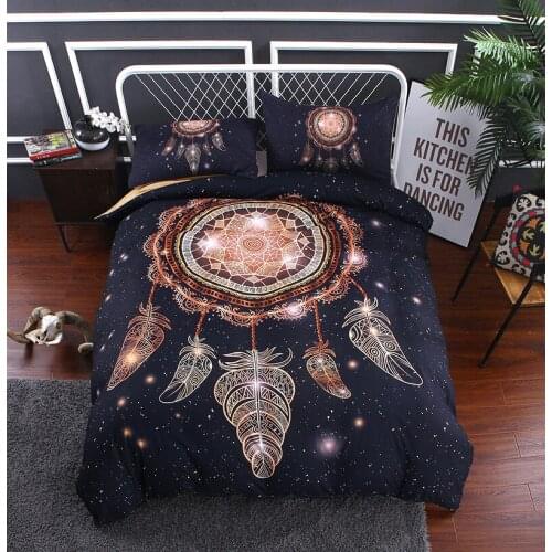 Bedclothes 2-3pcs Bedlinens Luxury Bed Duvet Cover Sets Galaxy Black Duvet Cover 140x200 Soft Comfortable Dreamcatcher Beds