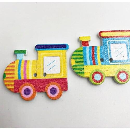 30pcs Mixed Color Buttons airplane Shaped White Background Wooden Button for Sewing Clothing & Decoration WB679