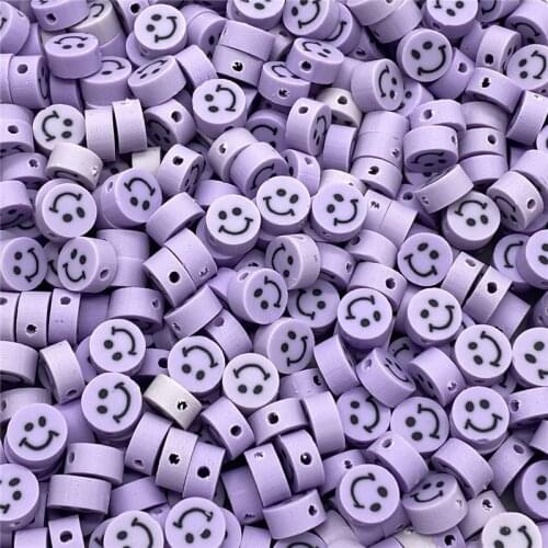 30pcs/Lot 10mm Clay Spacer Beads Oval Shape Smile-Face Beads Polymer Clay Beads For Jewelry Making DIY Bracelet Accessories #12