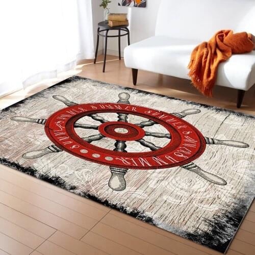 Wood Grain Retro Rudder Illustration Carpets for Bedroom Home Decor Carpets Kawaii Rugs and Carpets for Home Living Room