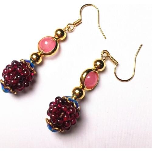 Garnet Handmade Earrings For Women Fashion Ears Jewelry Accessories Female Earings Party Decorations