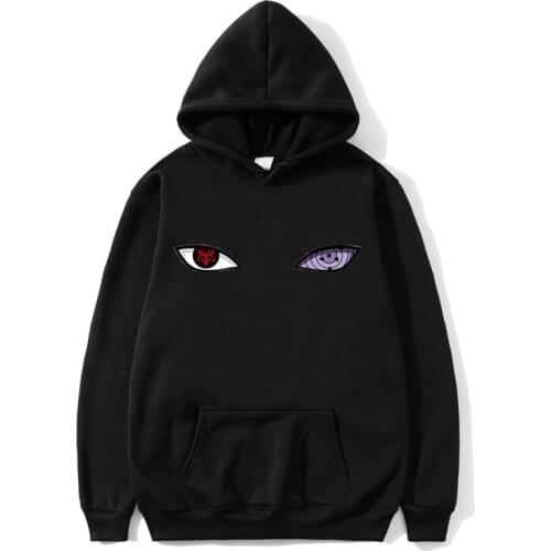 2019 New Arrival Harajuku Anime Hoodies Naruto Uchiha Uzumaki Hatake Eyes Printing Pullover Sweatshirt Hip Hop Streetwear