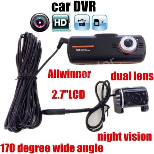 Best price hot Allwinner A1 Car Recorder dual lens Car Camera DVR HD 2.7"LCD Night Vision G-sensor Dash Cam Video