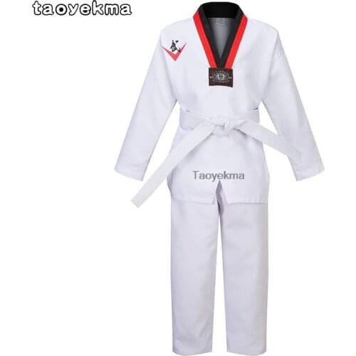 High Quality WTF Mooto Taekwondo Dobok Clothes Children Adult Karate Suit Taekwondo Uniform Karate Clothes T01