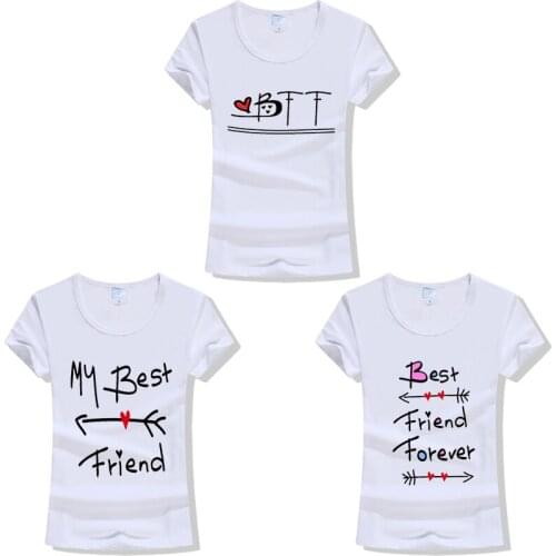 2019 Best Friend Forever Letters Printed T-Shirt BFF T Shirt Women Fashion Casual Tee Shirt Femme