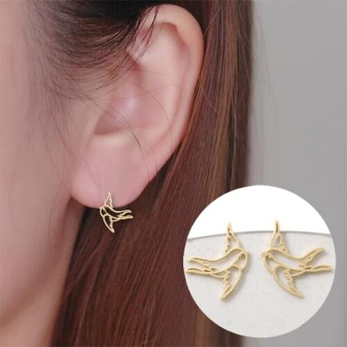 Shuangshuo Ethnic Hollow Swallow Stud Earrings for Women Punk Earings Fashion Jewelry boucle d'oreille femme 2017 brincos