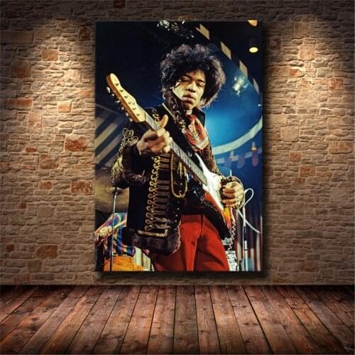 Famous Rock Star Jimi Hendrix Creative Poster Canvas Painting HD Printing Decorative Painting Living Room Decoration