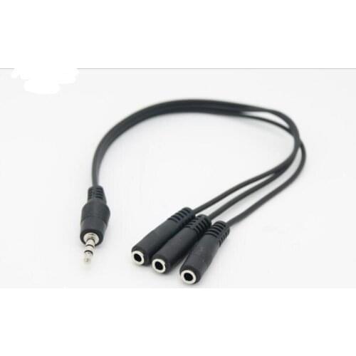 100pcs/lot 0.3M 3.5mm Male Plug to 3.5mm 3 Output Stereo Female Audio 3.5 Splitter Cable Cord