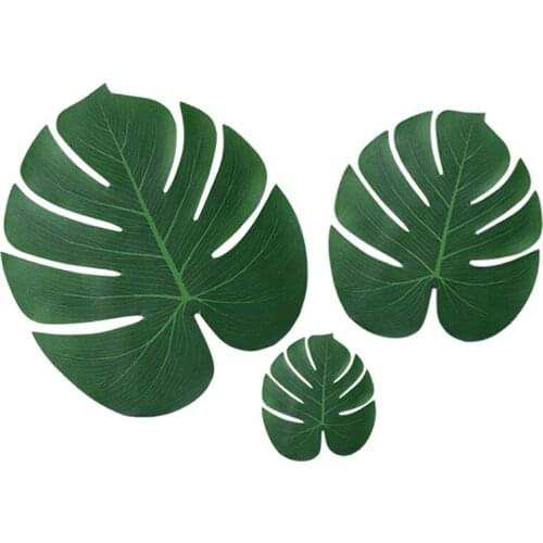 12pcs Artificial Tropical Palm Leaves for Hawaiian Summer Luau Jungle Party Decoration Wedding Party Table Runner Placemat Leaf