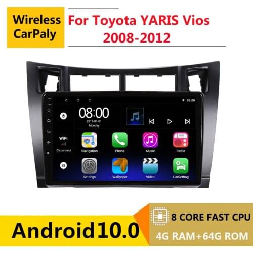 2 din 8 core Android 10 Car DVD Multimedia Player GPS For Toyota YARIS 2008 2009 2010 11 2012 audio auto radio stereo navigation
