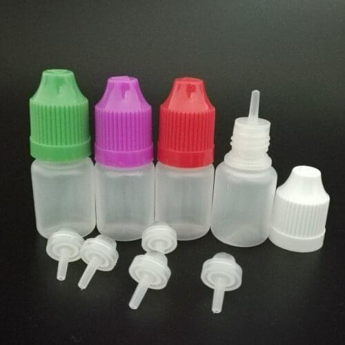 200pcs 5ML Eyes Drop Refillable Bottle Empty Plastic Squeezable Dropper Bottles Eye Liquid Dropper Sample Colorful Cap
