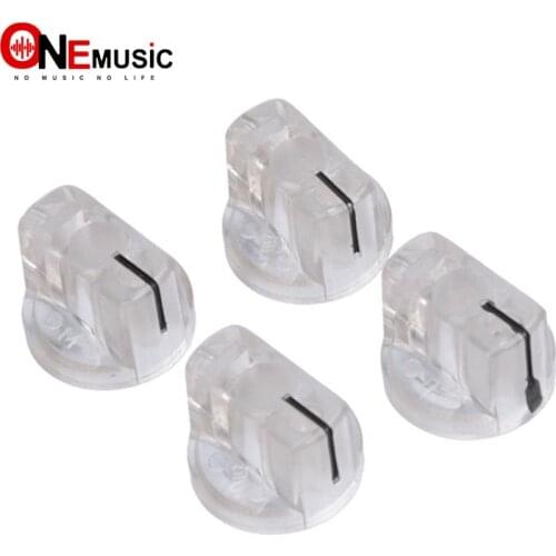 4pcs/Lot 6.4mm shaft Guitar Effects Pedal Pointer Knob Transparent,1/4" Shaft,Set Screw