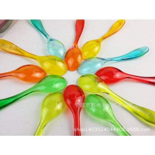 Cute colorful children spoons plastic sauce spoon multi color plastic spoon set of 6pcs free shipping